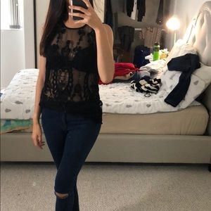 Black see-through lacy shirt